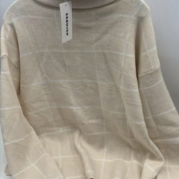 ECOWISH Turtleneck Plaid Chunky Checked Knit Sweater Size L NWT MSRP $49.99 - Picture 3 of 4